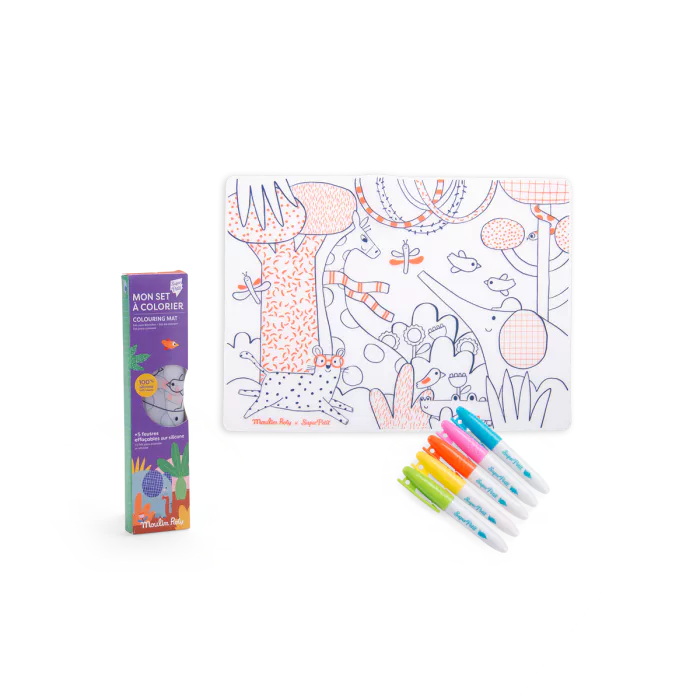 Set en silicone à colorier + 5 feutres Moulin Roty - Maison Continuum