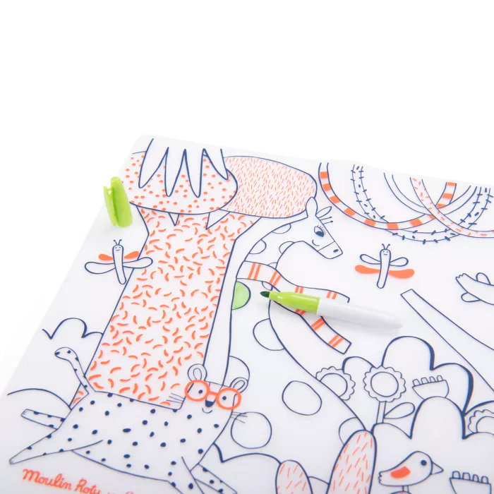 Set en silicone à colorier + 5 feutres Moulin Roty - Maison Continuum