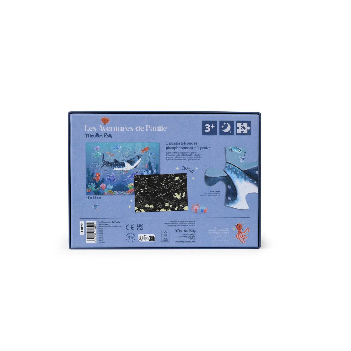Puzzle phosphorescent "sous la mer" (24 pièces) Moulin Roty - Maison Continuum
