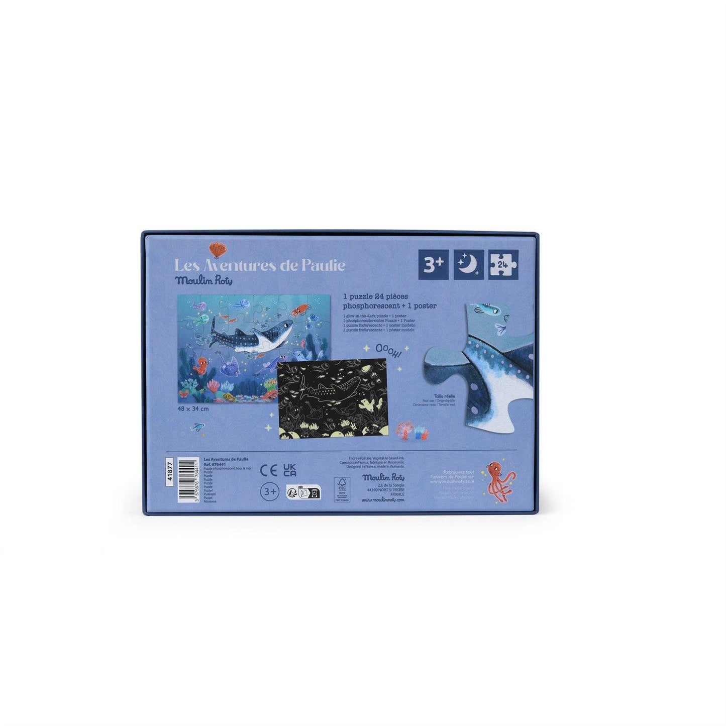 Puzzle phosphorescent "sous la mer" (24 pièces) Moulin Roty - Maison Continuum