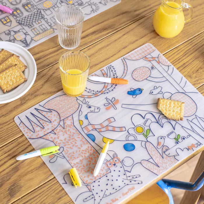 Set en silicone à colorier + 5 feutres Moulin Roty - Maison Continuum
