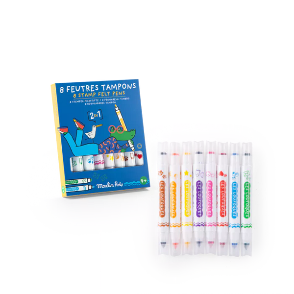 8 feutres tampons 2 en 1 