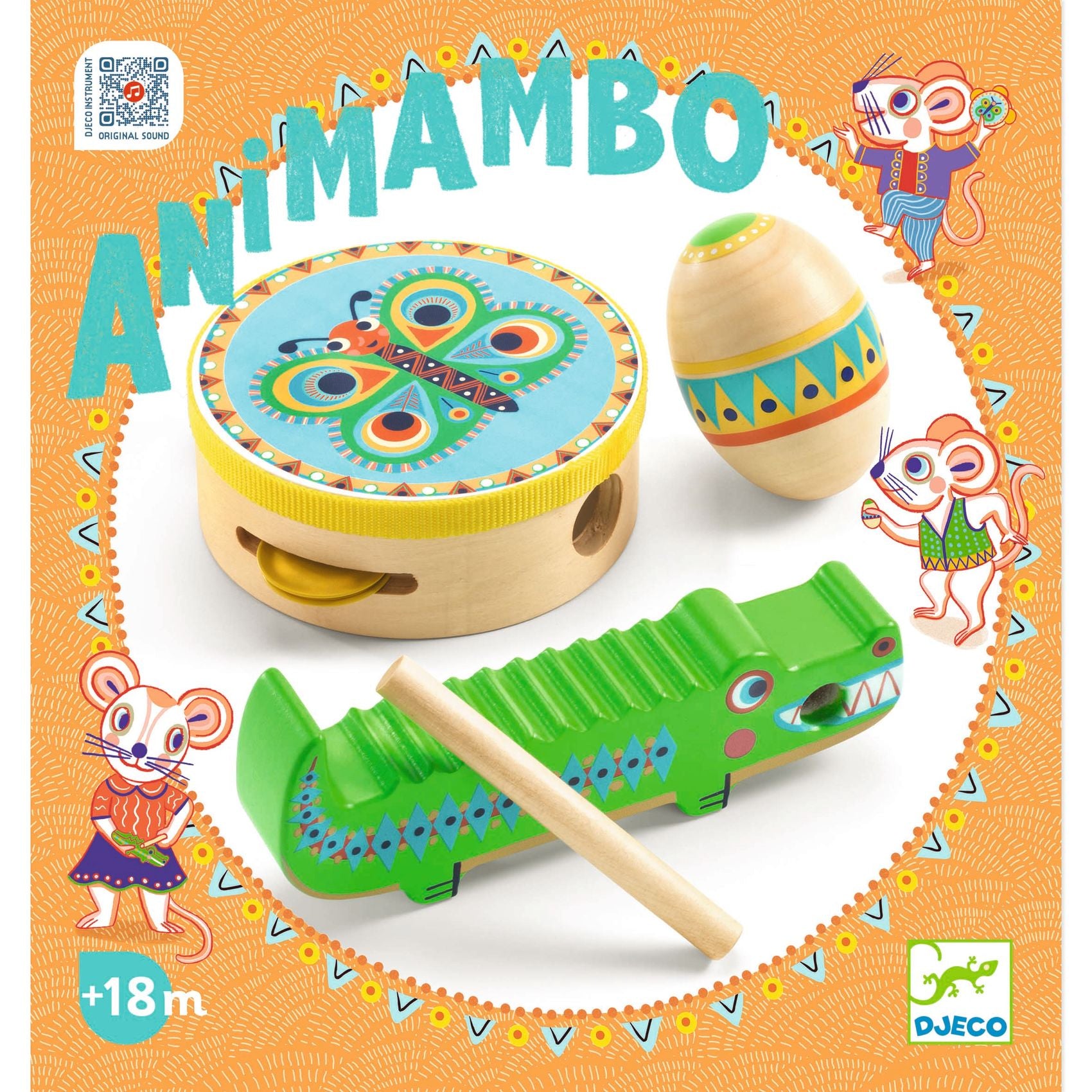 Set de percussions : tambourin, maracas, guiro - Djeco Djeco - Maison Continuum