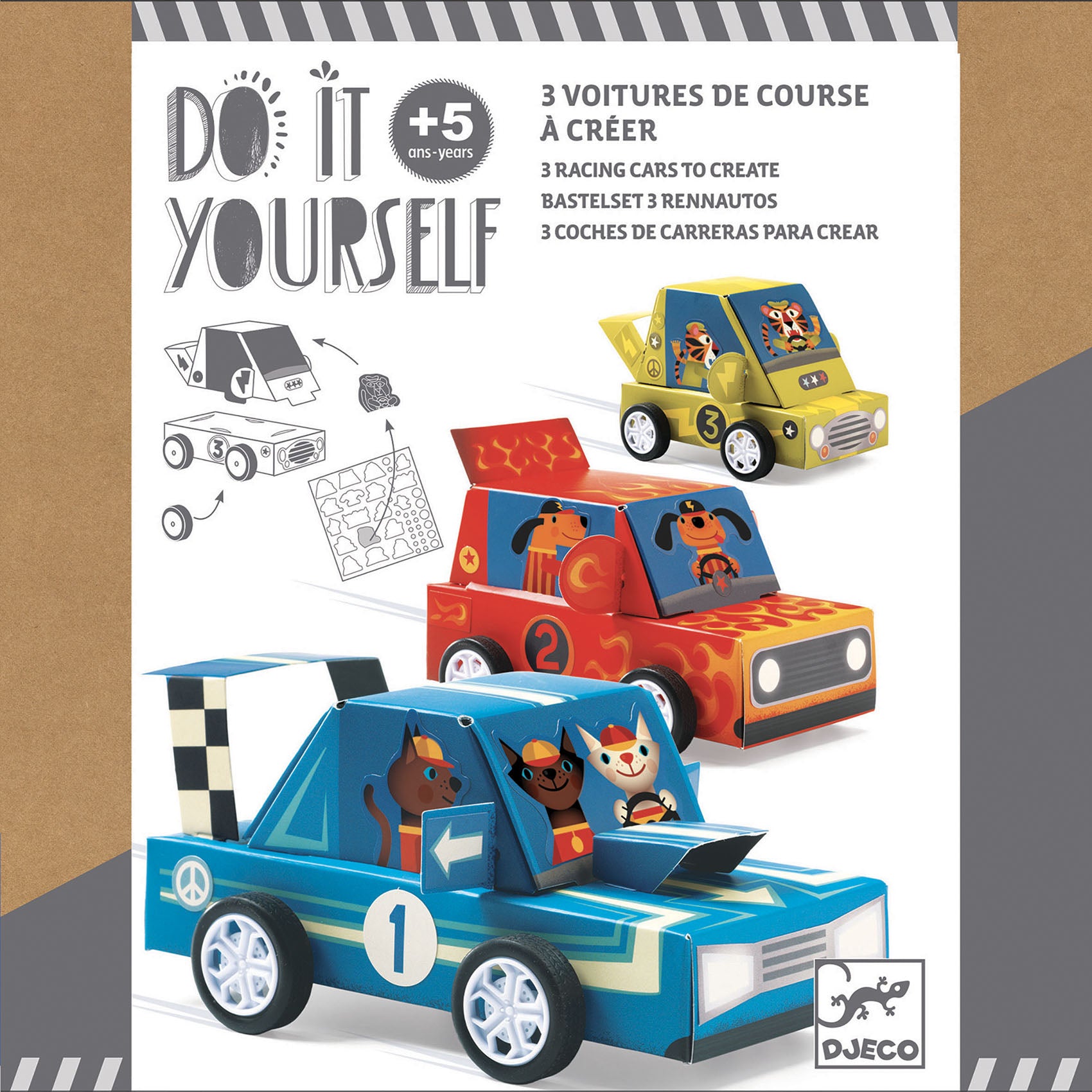 3 voitures de course à créer Do it Yourself Djeco Djeco - Maison Continuum