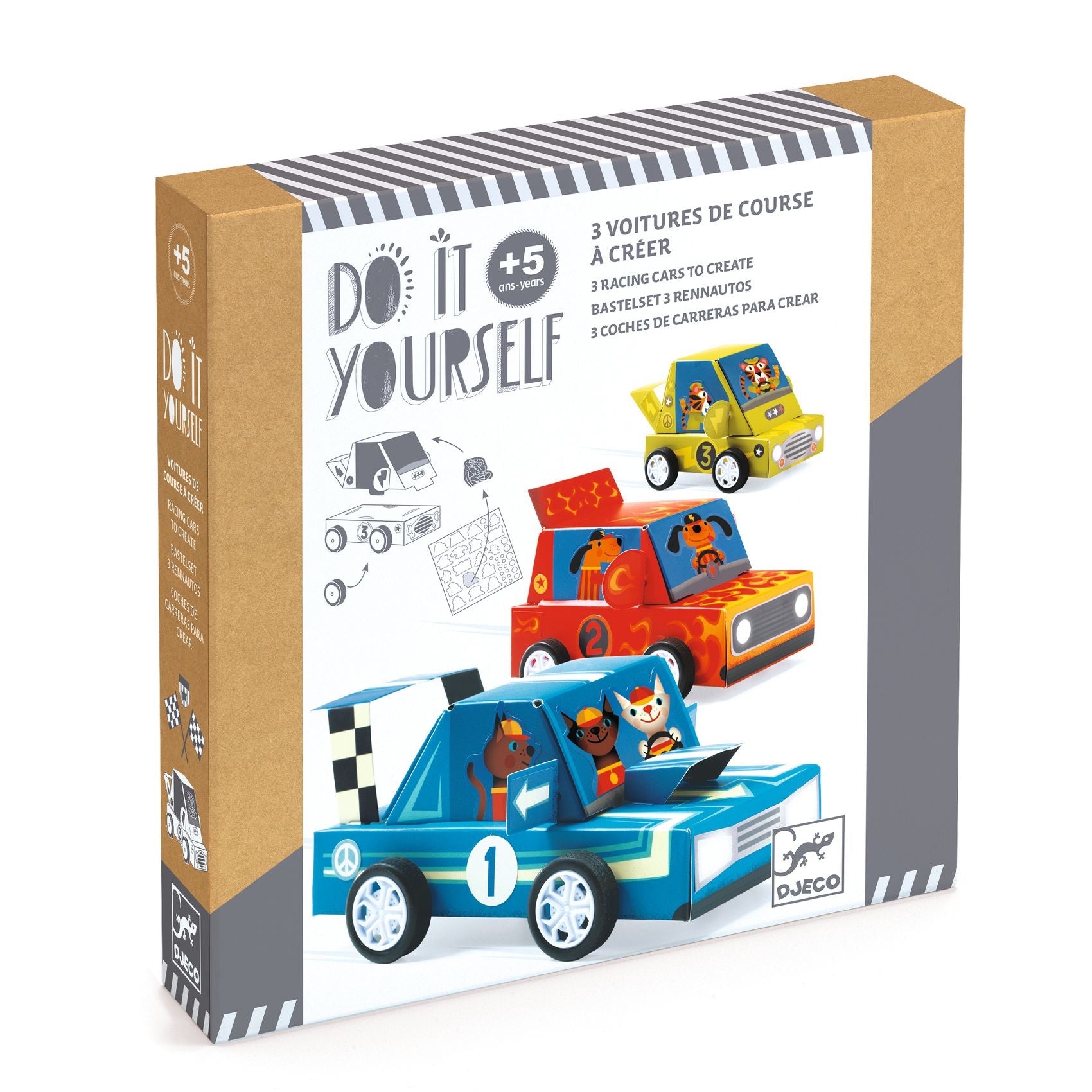 3 voitures de course à créer Do it Yourself Djeco Djeco - Maison Continuum