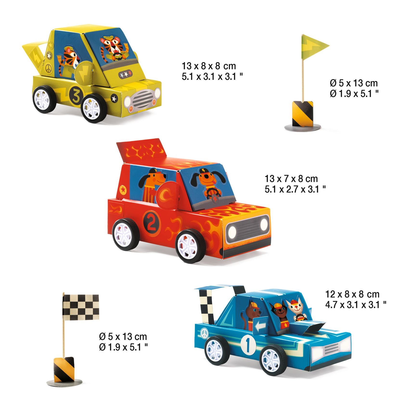 3 voitures de course à créer Do it Yourself Djeco Djeco - Maison Continuum