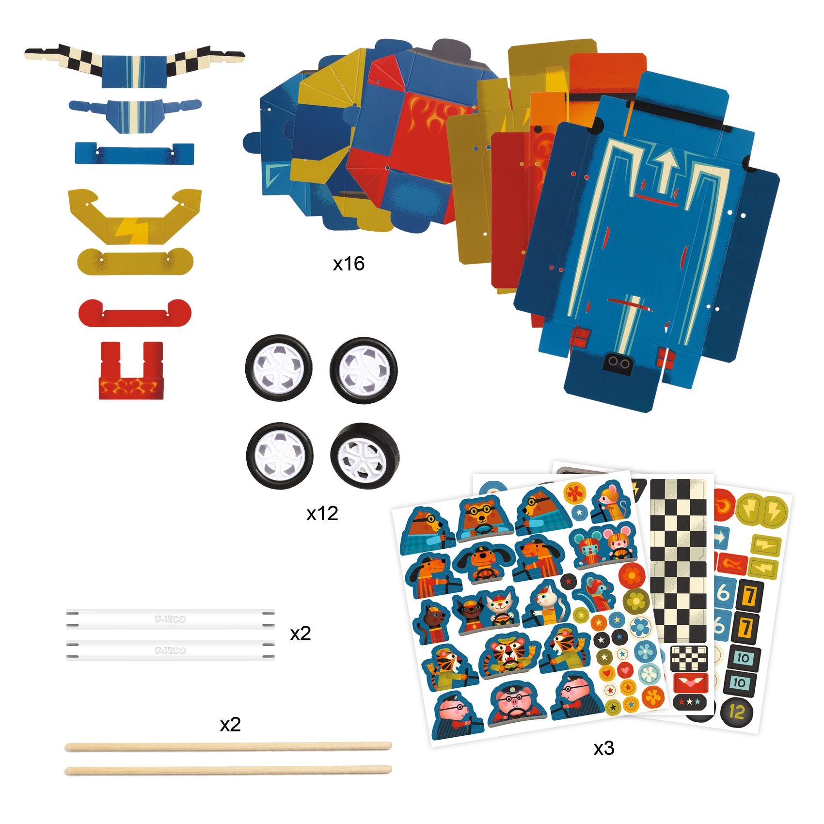 3 voitures de course à créer Do it Yourself Djeco Djeco - Maison Continuum