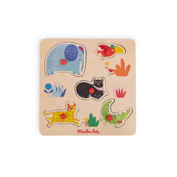 Puzzle encastrable 5 animaux "les Toupitis" Moulin Roty - Maison Continuum