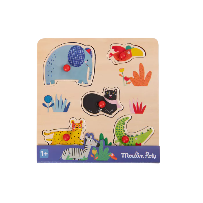 Puzzle encastrable 5 animaux "les Toupitis" Moulin Roty - Maison Continuum
