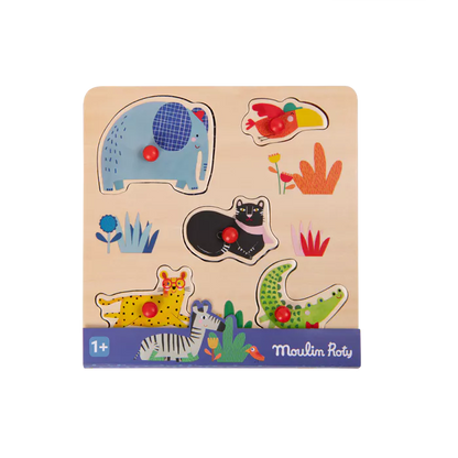 Puzzle encastrable 5 animaux "les Toupitis" Moulin Roty - Maison Continuum