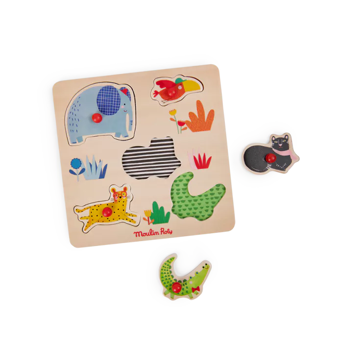 Puzzle encastrable 5 animaux "les Toupitis" Moulin Roty - Maison Continuum