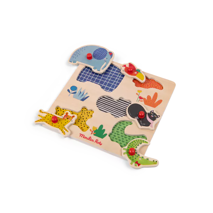 Puzzle encastrable 5 animaux "les Toupitis" Moulin Roty - Maison Continuum