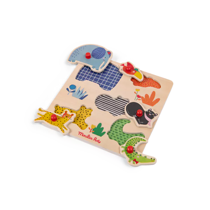 Puzzle encastrable 5 animaux "les Toupitis" Moulin Roty - Maison Continuum