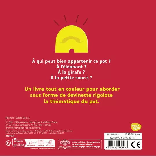 livre À qui est ce pot ? Auzou - Maison Continuum