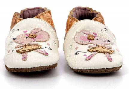 CHAUSSONS CUIR-SOURIS ROSE