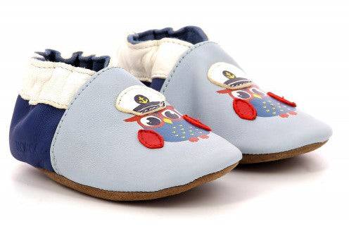 Robeez blue owl pattern slippers