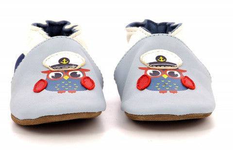 Chaussons Robeez bleu motif chouette Robeez - Maison Continuum