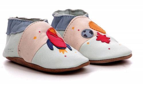 Robeez blue rocket pattern slippers