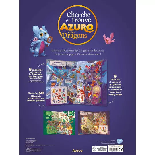 Livre " Cherche & trouve - Azuro et les dragons" Auzou - Maison Continuum