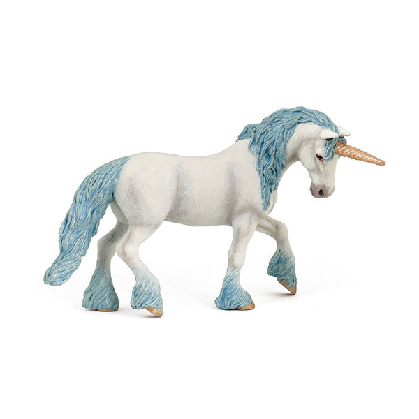 Figurine licorne blanche et bleue