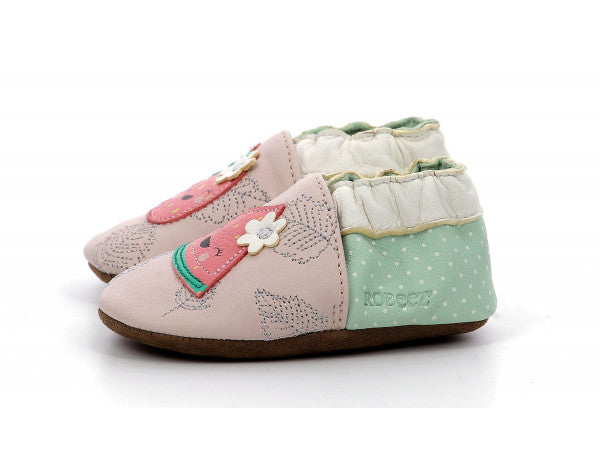 Chaussons Robeez rose et vert fruits Robeez - Maison Continuum