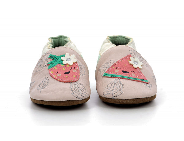 Chaussons Robeez rose et vert fruits Robeez - Maison Continuum
